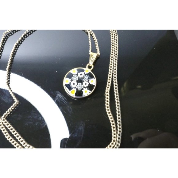 Signed AMV Italian Art Glass Flower Sterling Silver Pendant Necklace - Picture 6 of 8